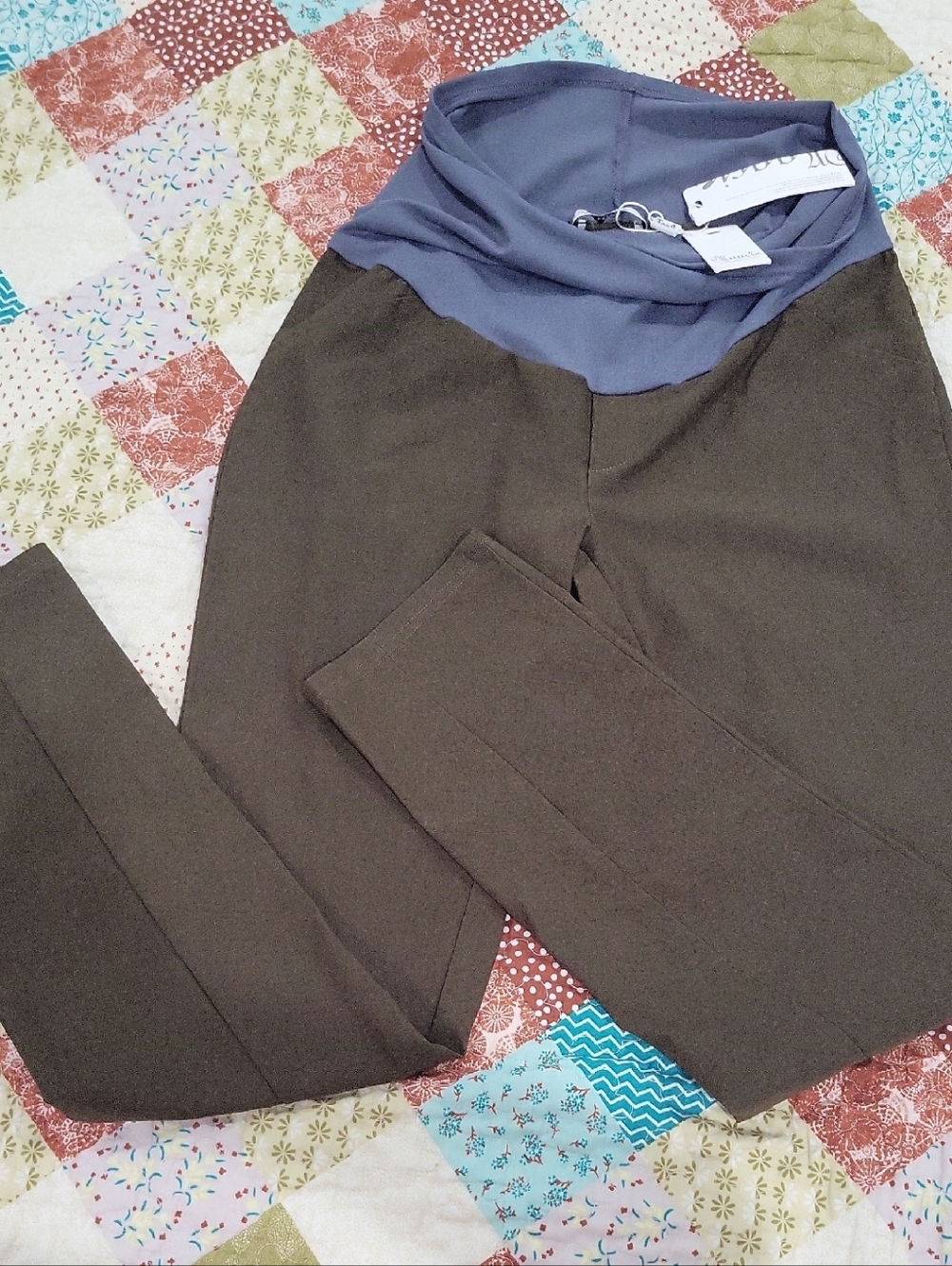 Maternity Lightweight Dress Slacks by Maacie In Dark Olive Green